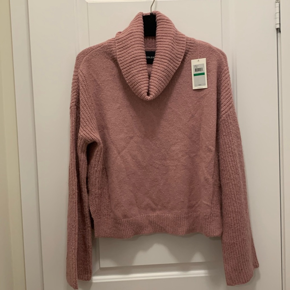 NWT Calvin Klein Jeans Pink knitted turtleneck sweater L